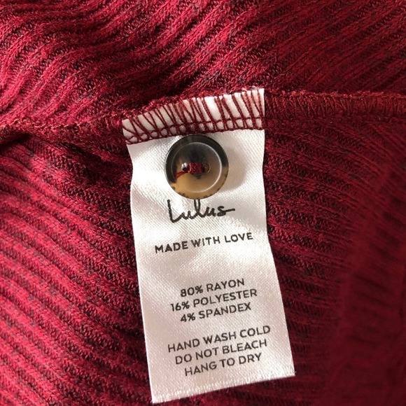 Lulus Sweet Comfort Sweater Dress Button Front Ribbed Knit Burgundy NWT Size XS - Picture 11 of 13